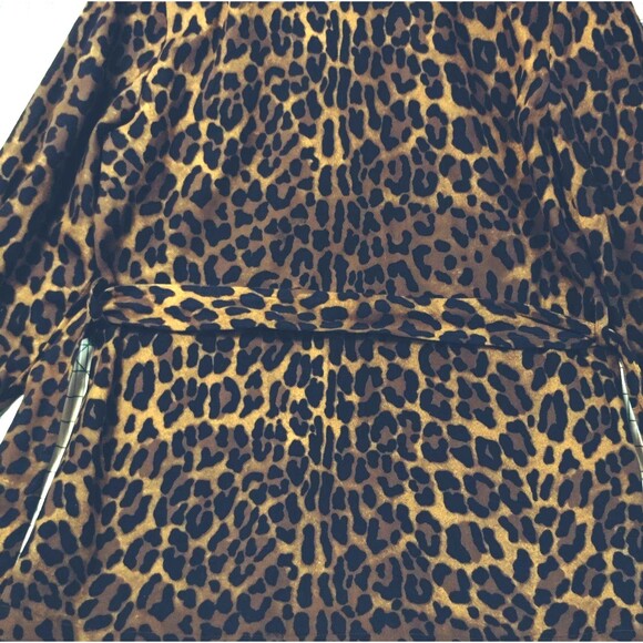 Trench Jacke Size M Pockets Belt Lined Animal Print Leopard A Line Old Money Mob - Picture 6 of 12